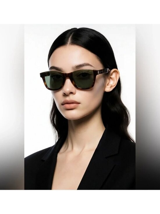 Saint Laurent Tortoise Shell Sunglasses with Green Lenses SL 51 CUT 002 main image 6